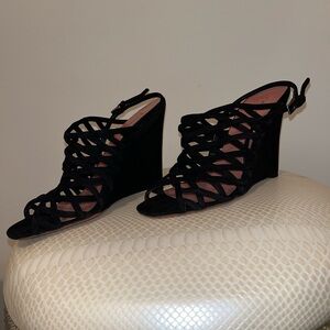 Alaia Black Strappy Wedge Sandals